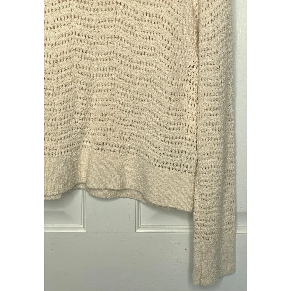J. Crew Women's Open Knit Crochet Cotton Sweater Sz S Coastal Beach Fisherman